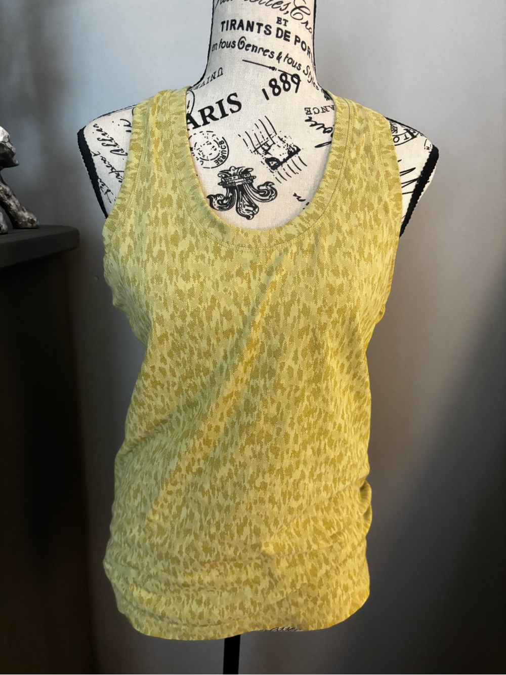 Athleta Yellow Patterned Racerback Tank